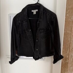 Almost Famous Black Stud-Accent Denim Jacket
